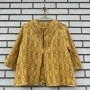 NWT Mantas Ezcaray Mustard Gold Wool Blend Textured Cape Jacket S Made in Spain